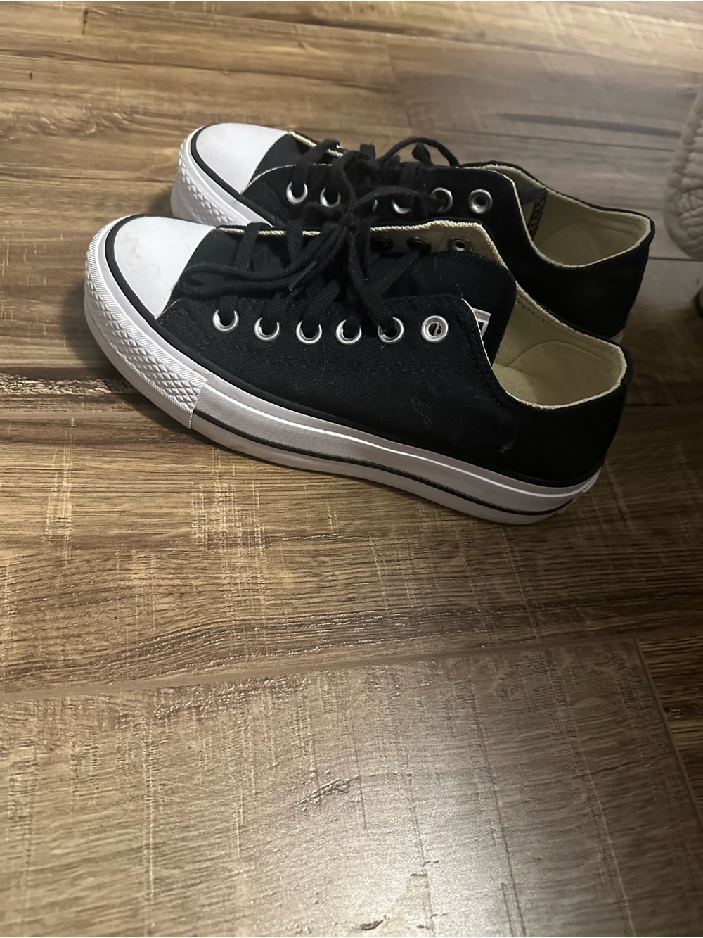 Platform Black Low-Top Canvas Sneakers for Women